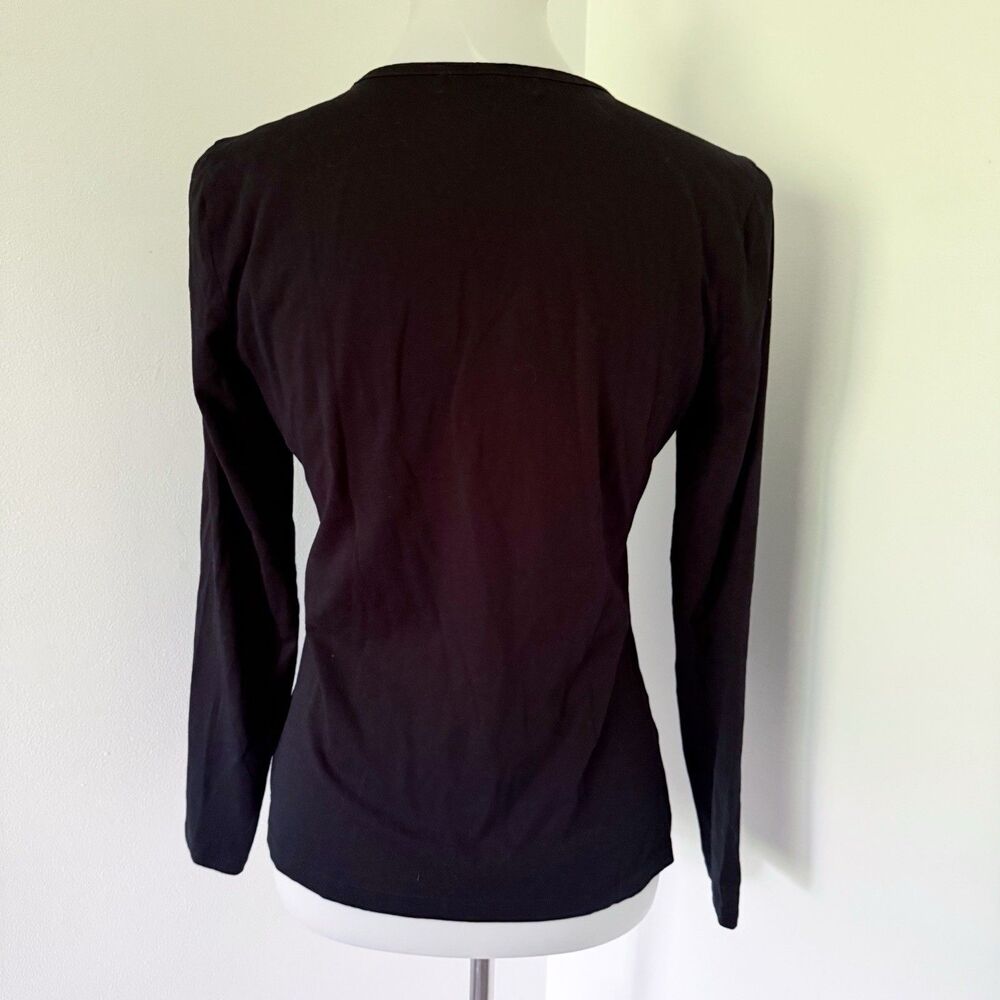 Women's Lauren Ralph Lauren RL Crest Logo Monogram Tee Shirt Black Size M Medium - Picture 5 of 14